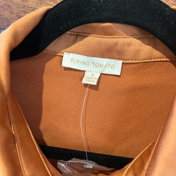 Flying Tomato Satin Blouse - Burnt Orange - Picture 5 of 10